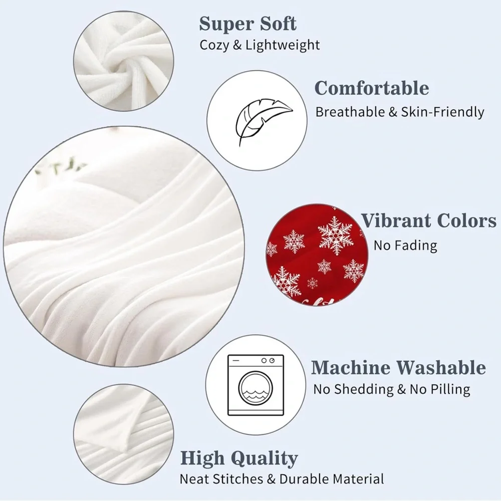 Festive Red Holiday Blanket with Snowflakes
